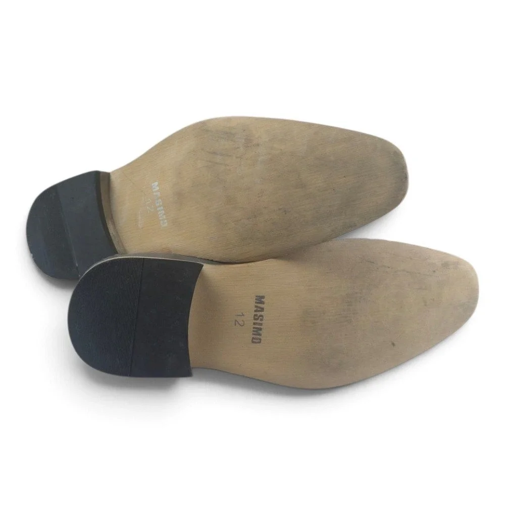 Masimo‎ Cap Toe Slip On Dress Shoes Mens 12 Gray Excellent Leather Loafers